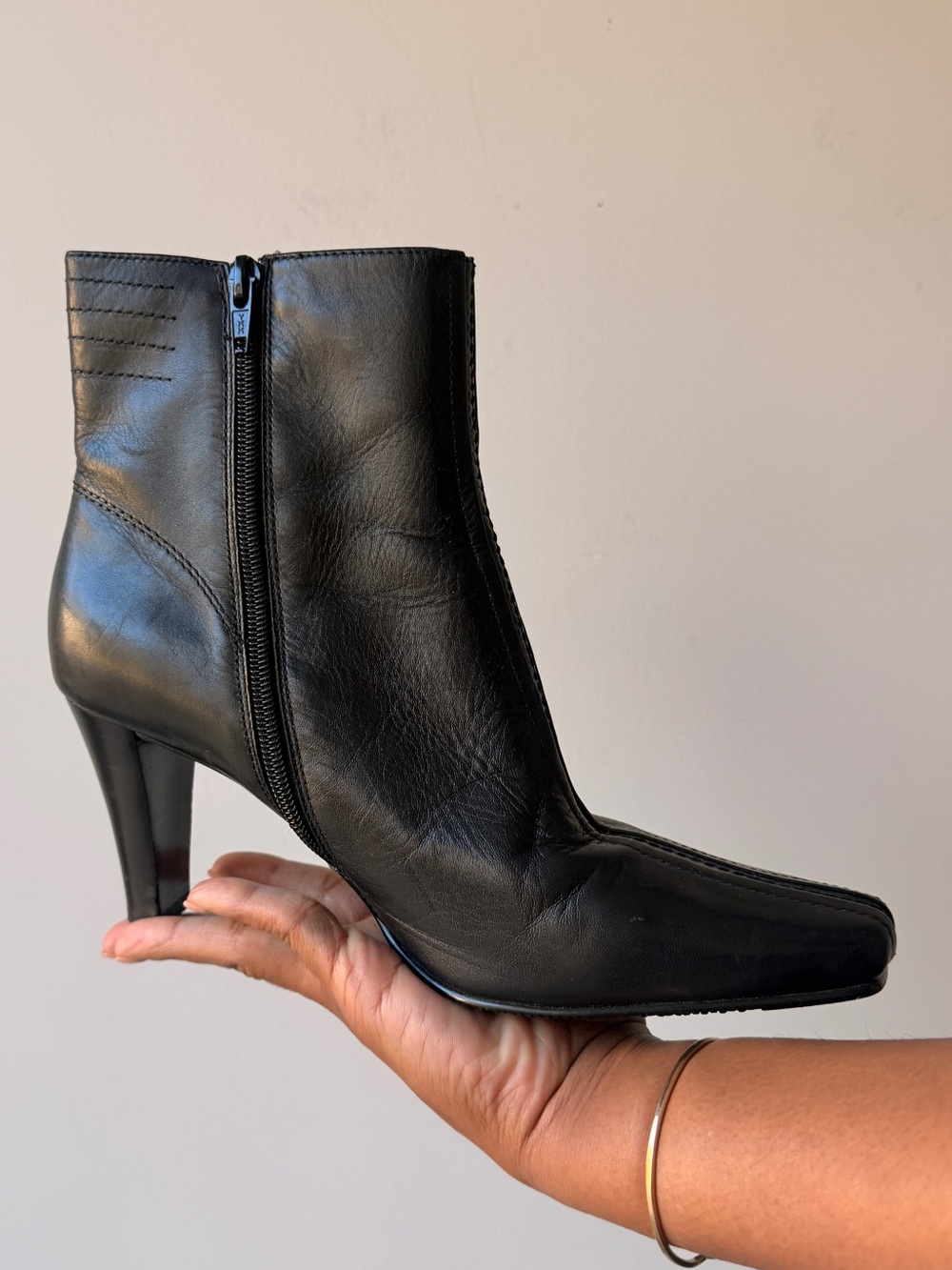 croft & barrow Black Leather Square-Toe Ankle Boots
